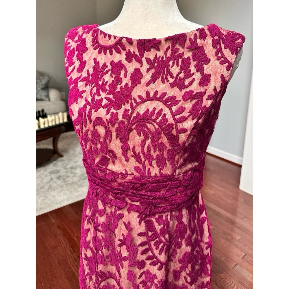 Adrianna Papell Feminine Purple Beige Simple Elegant Pencil Cocktail Dress - Picture 4 of 9